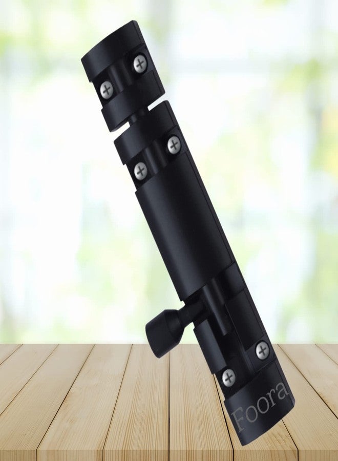 Foora Export Premium Black Tower Bolt - 4 Inch Luxury Aluminum Body (Chatakni) with Stainless Steel Rod and Knob for Doors, Windows, Gates (Black Finish) - Image 1